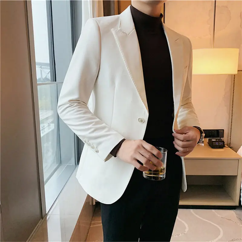 

2022 Fashion New Business Men's Blazer Jacket Slim Fit Suit Jackets Double Breasted Groomsman Party Suit Blazer for Man R13