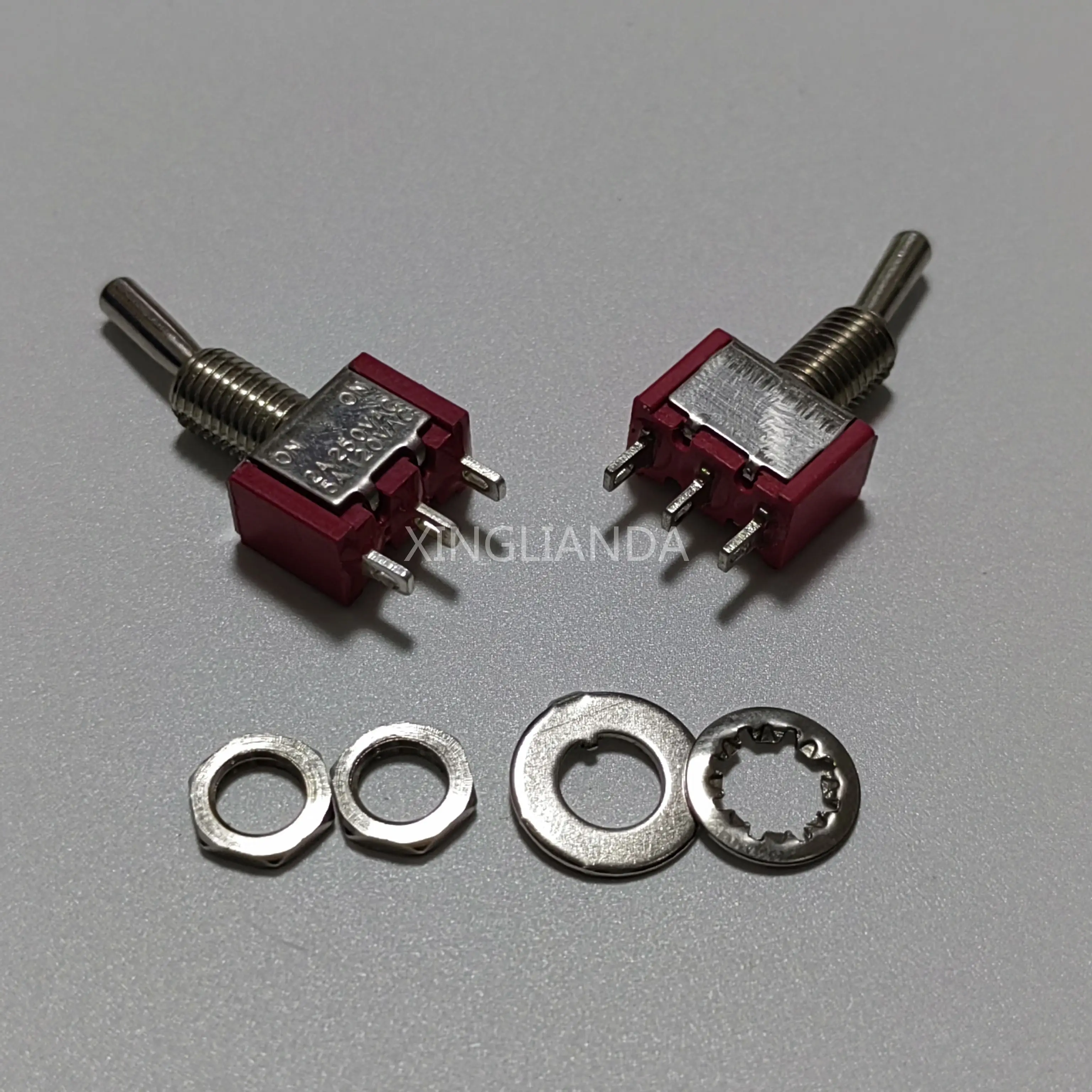 10 шт. MTS-102 красный миниатюрный тумблер 2 положения ВКЛ-ВКЛ 2А 250 В переменного тока 6