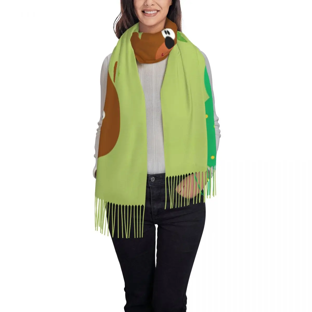 Женский шарф с кисточкой H-Hey D-Duggees длинная мягкая теплая шаль и накидка