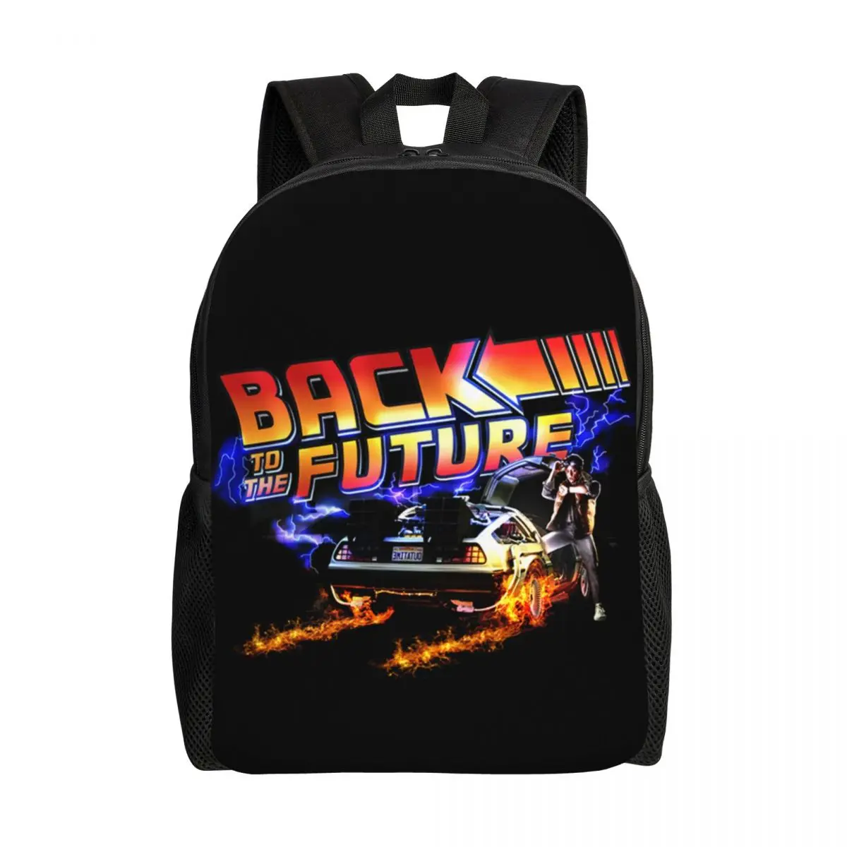 Back To The Future 1980s Film Backpack for Women Men School College Bookbag Fits 15 Inch Laptop Marty Mcfly Time Machine Bags