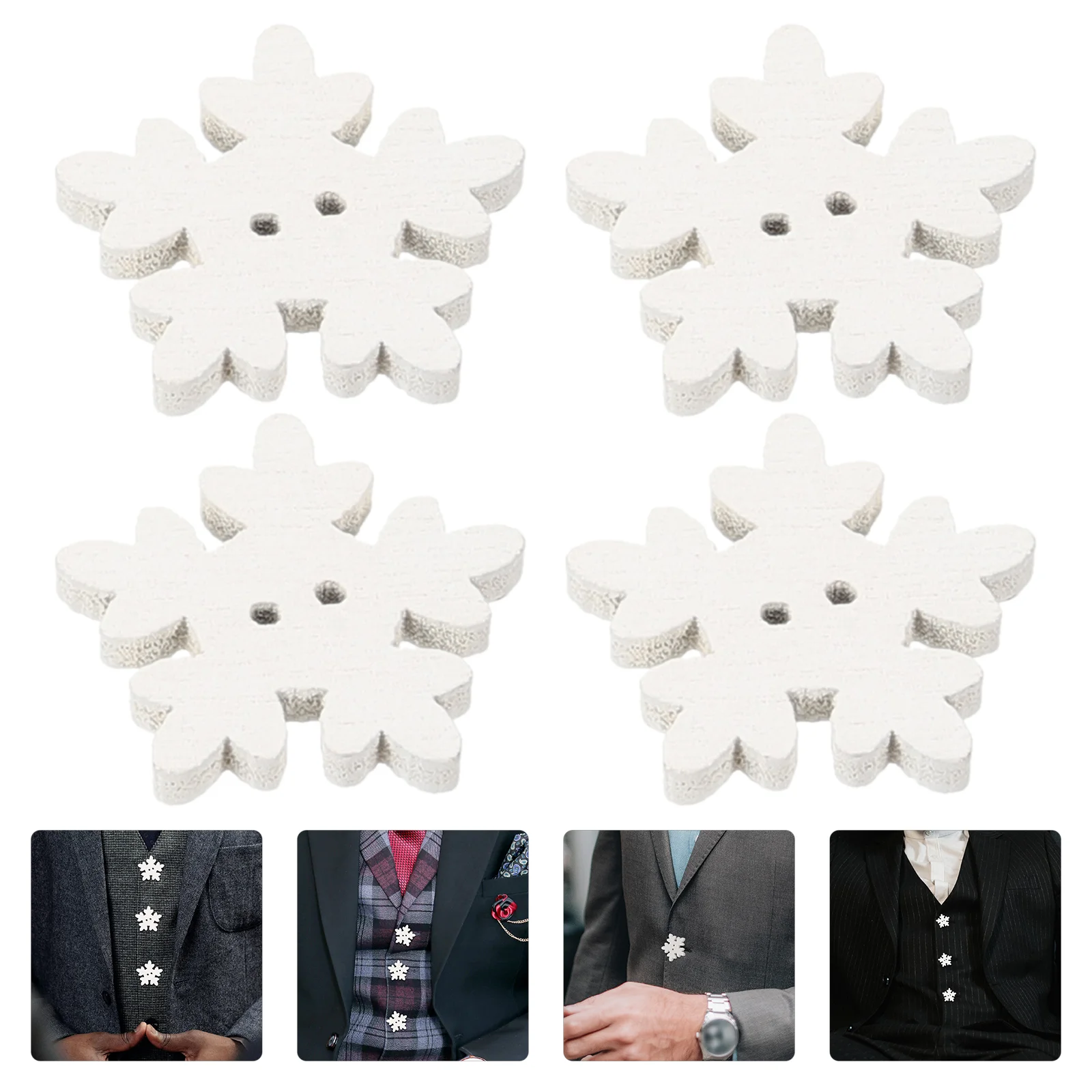 100 шт. рождественские декоративные пуговицы с принтом белая снежинка зеленое