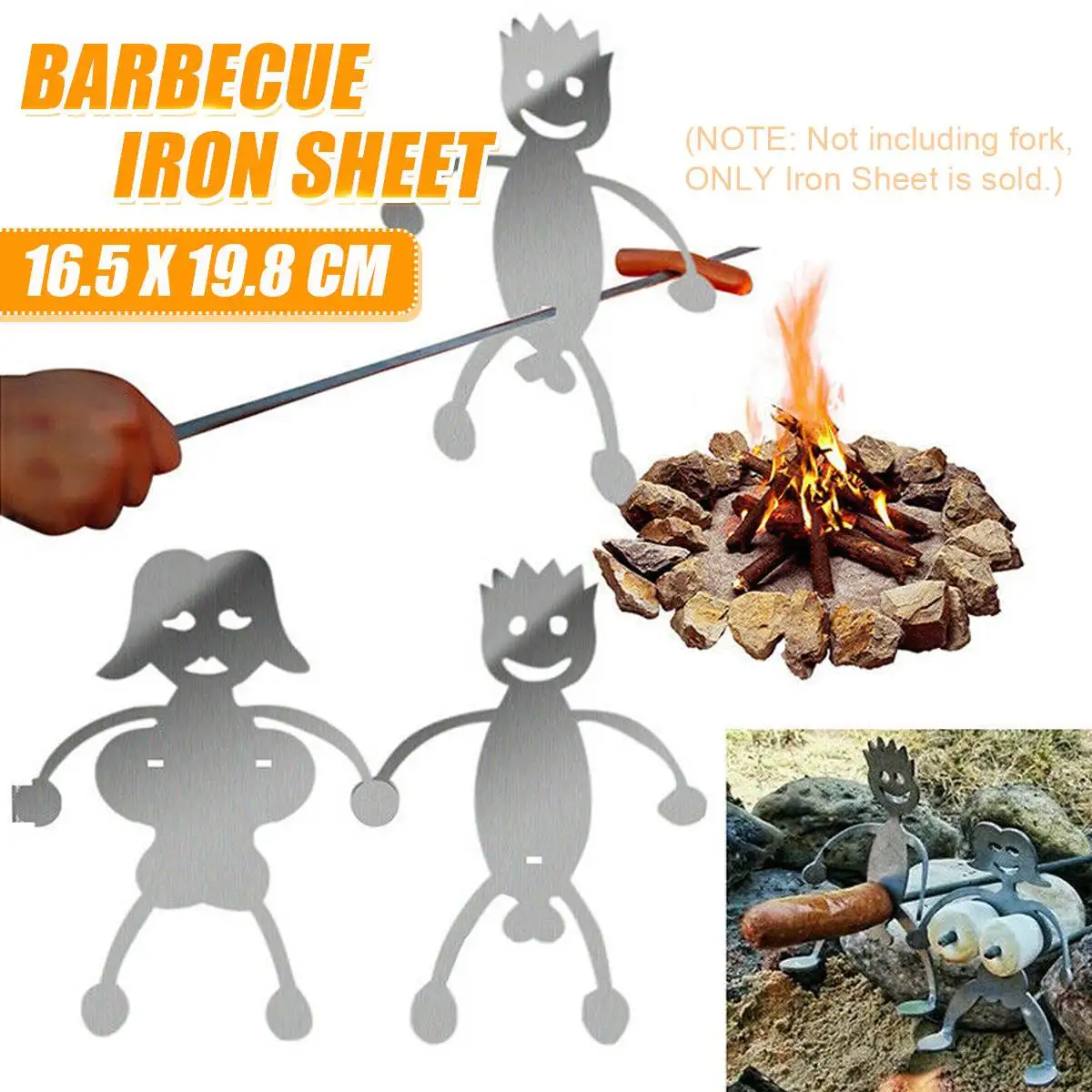 

Забавная вилка для барбекю из нержавеющей стали, палочка для барбекю хот-догов для мальчиков, многоразовый инструмент для гриля