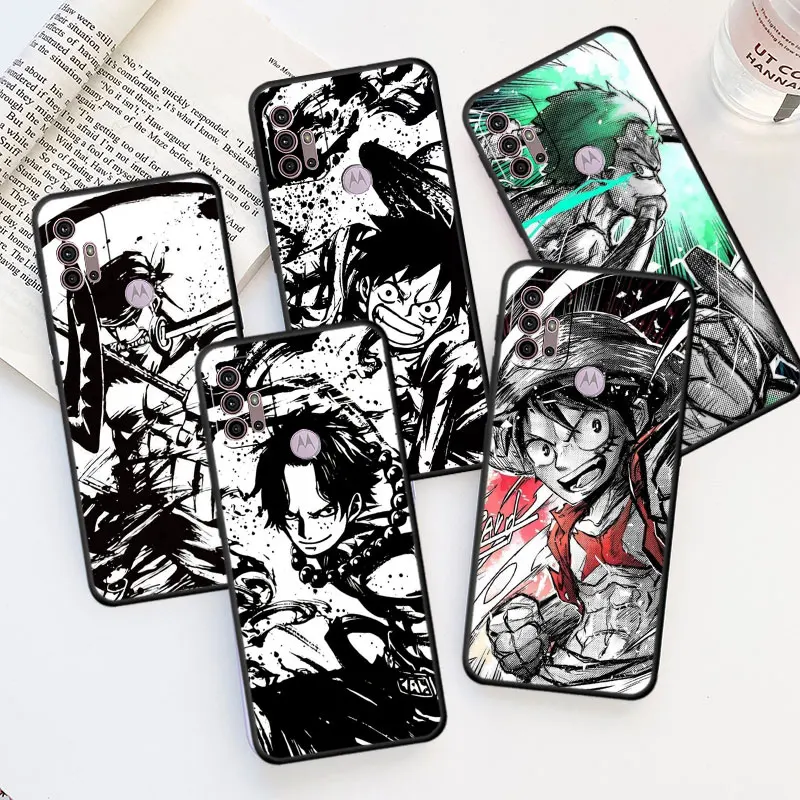 

Bounty Anime Ink Case for Motorola Moto G30 G60 G8 G9 Play Power One Fusion Edge 20 30 Pro G50 G200 G22 G31 Black Cover