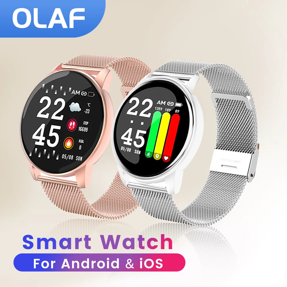 

Olaf W8 Smart Watch Women Men Blood Pressure Heart Rate Fitness Tracker Watch Sport Round Smartwatch Smart Clock For Android iOS
