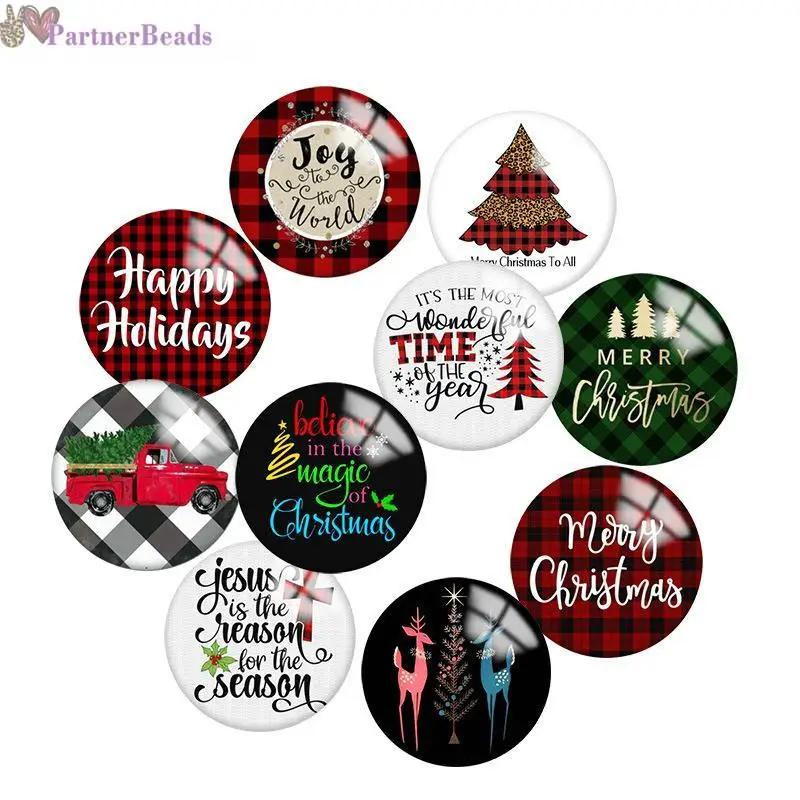 

Christmas Round Photo Glass Cabochon Demo Flat Back Making Findings 20mm Snap Button N6361