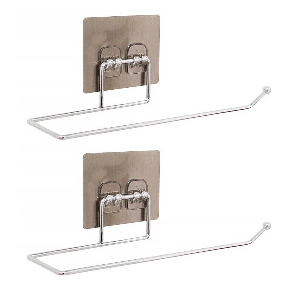 

2Pcs Paper Roll Rack Self-adhesive Under Cabinet Towel Holder Tissue Hanger Storage Rack For Bathroom Toilet Kitchen Accessories
