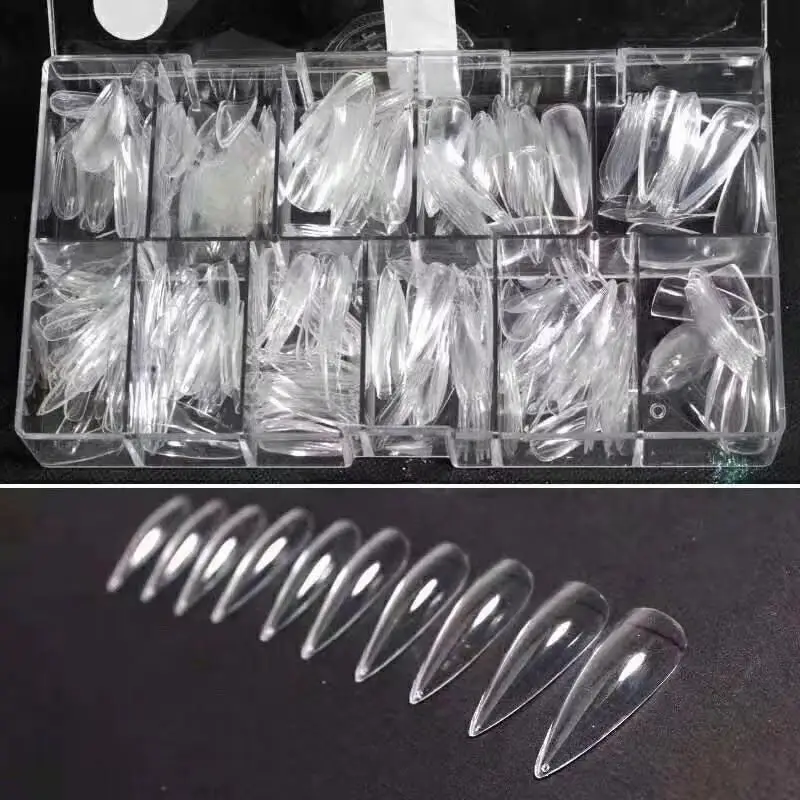 

600 шт/коробка накладные ногти из акрила для французского маникюра кончики для ногтей стилеты кончики полное покрытие пресс на кончики для н...