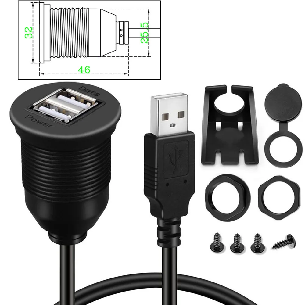 Двойной порт USB водонепроницаемый кабель для автомобиля