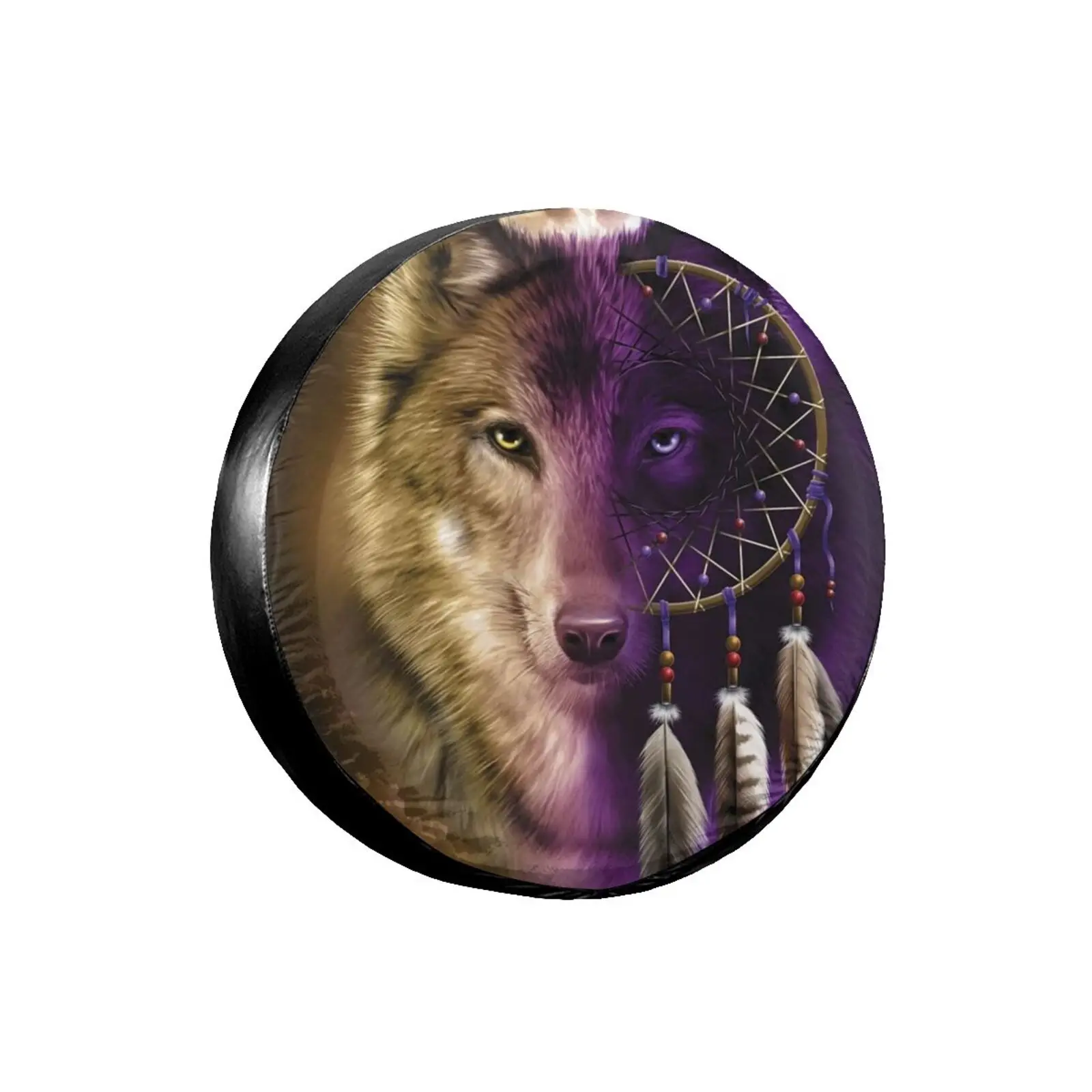 

3D Printed Wolf Spare Tire Cover Waterproof Dust-Proof UV Sun Wheel Tire Cover Fit for Jeep,Trailer,