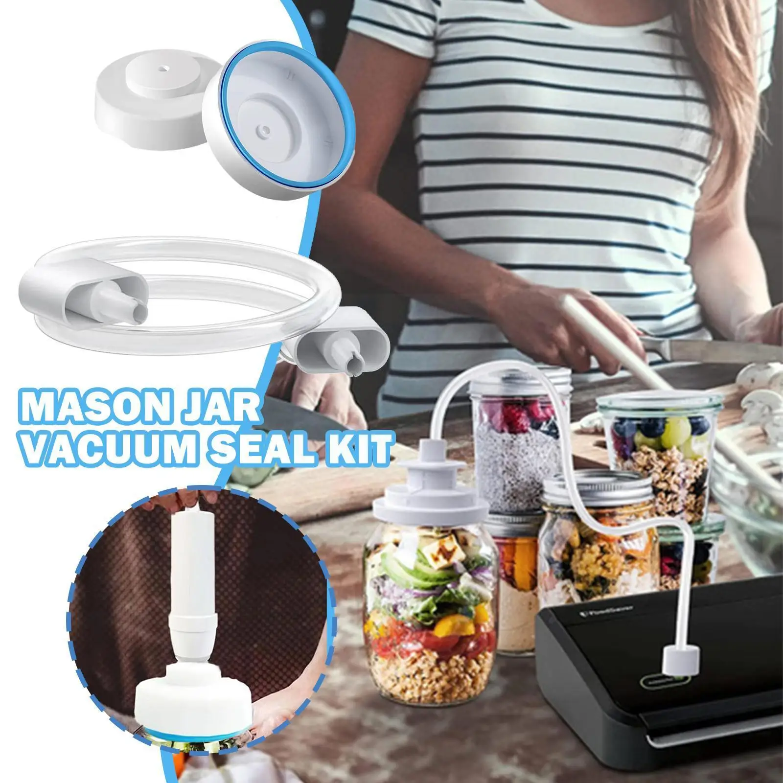 

Набор для вакуумной упаковки Mason Jar, вакуумный упаковщик Mason Jar, устройство для сохранения пищи, совместим с Z6h5