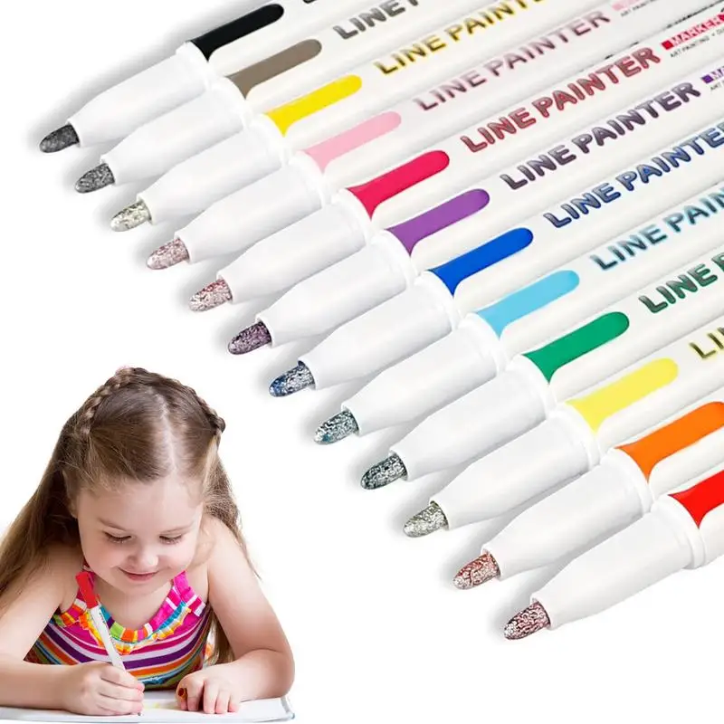 

12 цветов, самодельные двухстрочные мерцающие маркеры для скрапбукинга, пасхальных яиц