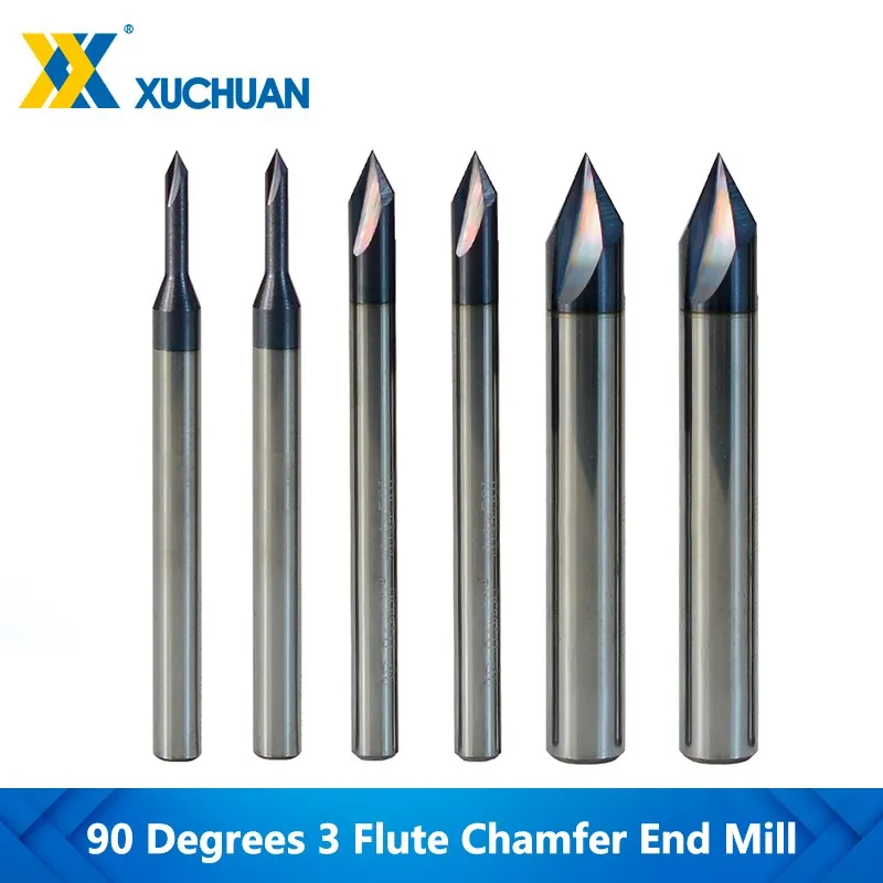 3 Flute Chamfer Milling Cutter 60/90/120 Degrees CNC Router Bit 2-12mm Carbide Chamfering End Mill CNC Engraving Milling Tool