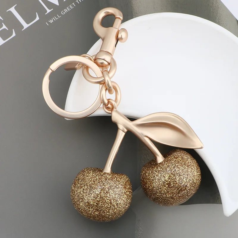 Блестящая смола золотая подвеска с вишней для кошелька брелок-подвеска