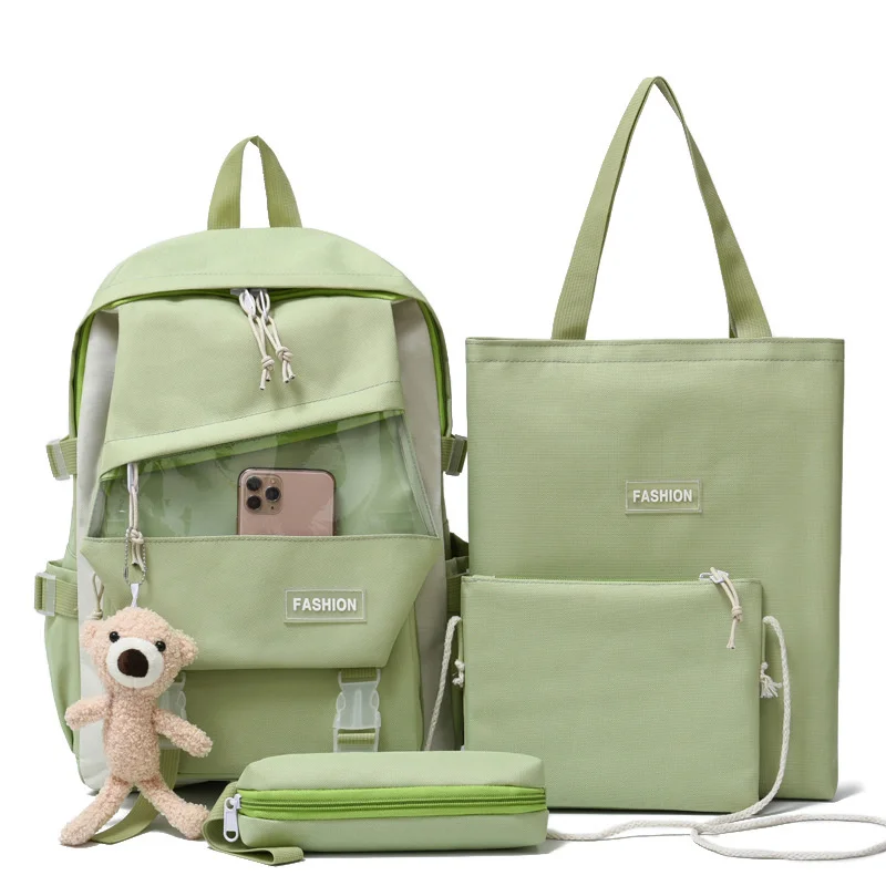 

Canvas Four Piece Student Schoolbag Backpack Large Capacity Travel School Backpack Female Bags Backpack Women Backpacks