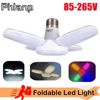 phlanp e27 led bulb fan blade timing lamp ac85 265v 28w foldable led light bulb night lights for home ceiling light lighting