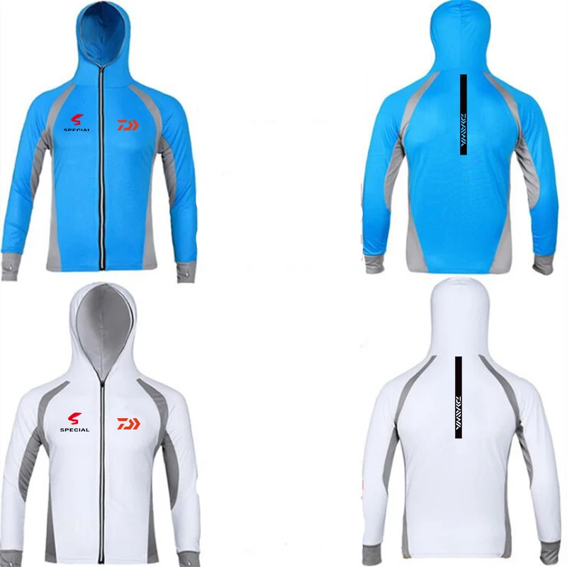 

New A Hooded Performance Fishing Shirt Men UPF 50 UV Sun Protection Quick Dry Mesh Cooling Long Sleeve Fishing Clothes