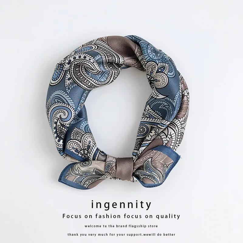 Женский атласный шарф из натурального шёлка 53 см |