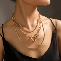 modoma heart design luxury zircon necklace for women multilayer gold chains vintage aesthetic female pendants party jewelry