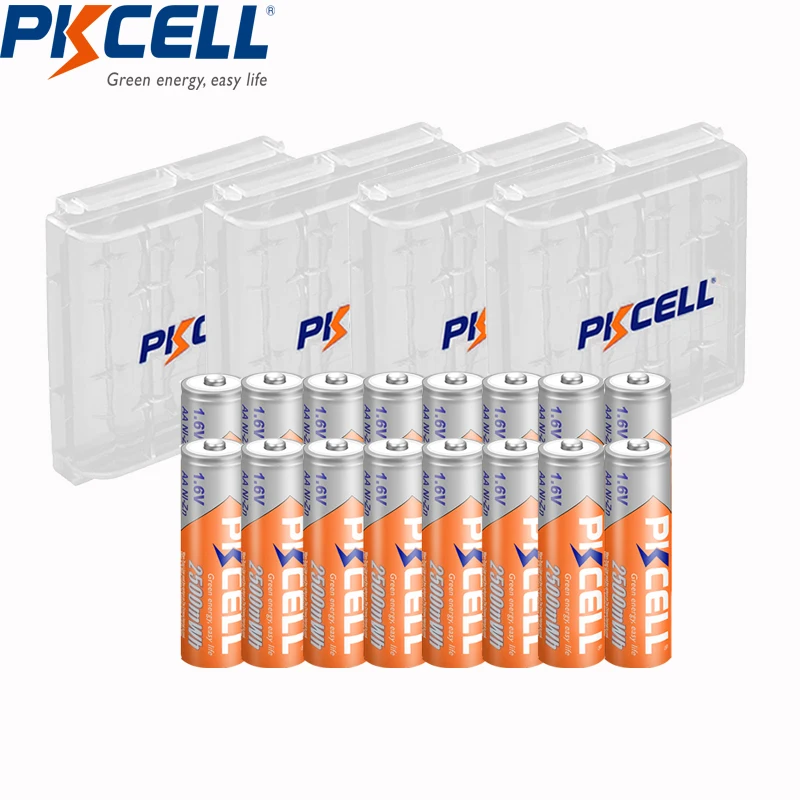 

16Pcs NIZN Rechargeable Batteries AA 2500mWh 1.6V 2a NI-ZN Batteries Rechargeable with 4 battery box
