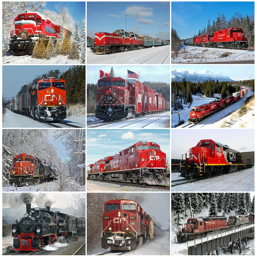 Diamond Painting Train Bead Embroidery Diamond Mosaic Landscape Handmade Gift Winter Wall Art