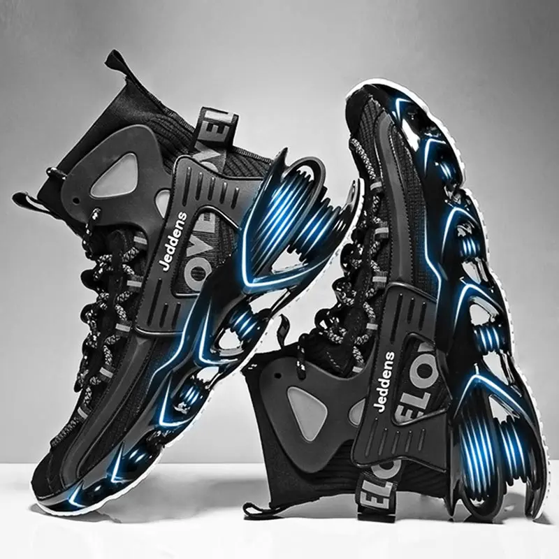 

Plus Size High Top Height Sneakers Socks for Men Sport Shoes Male Sports Shoes Man Running Tennis Black Knit Trainers GMB-1896