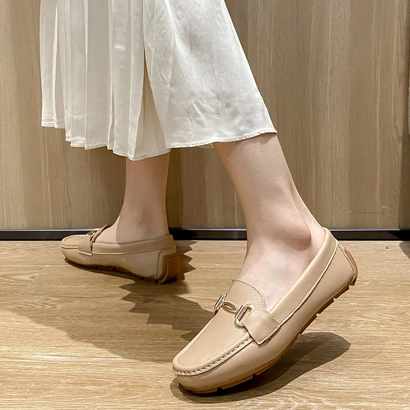 Ranbetty Women's Cow Leather Casual Penny Loafers Ladies Moccasins Soft Casual Walking Driving Comfort Slip-On Fashion Boat Shoe