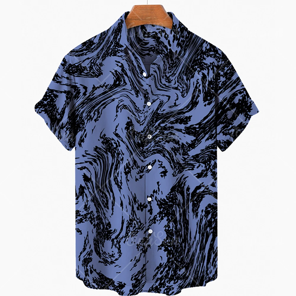 

Ttdgfv 2022 fashion summer men's short-sleeved clothing button shirt Hawaiian men's loose denim oil painting beach shirt