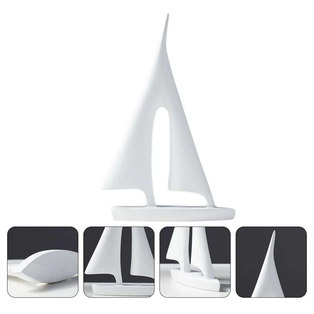 

Sailing Model Ornament Resin Decor Simple Style Sailboat Adornment Craft Desktop