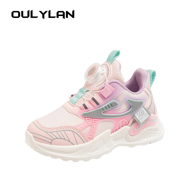 Кроссовки Детские с вращающимися на пуговицах дышащие легкие беговые туфли для