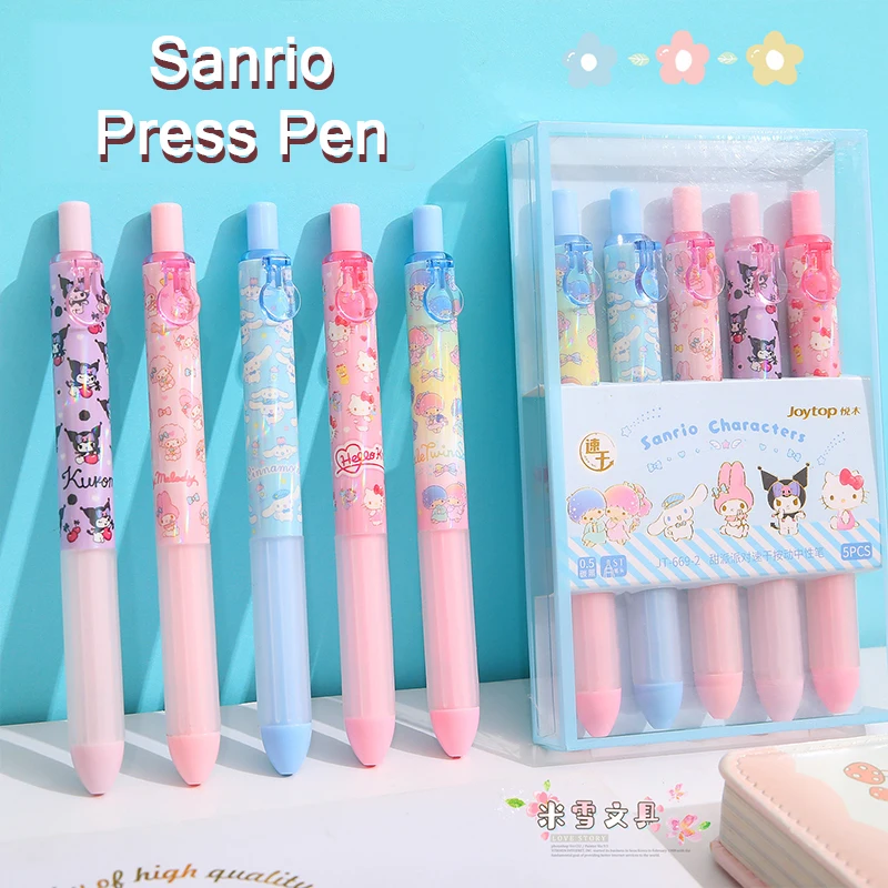 

Sanrio Press Pen Cartoon Cute Kuromi Cinnamoroll Kitty Neutral Pen St Pen Tip Smooth Speed Dry Student Signature Pen Wholesale