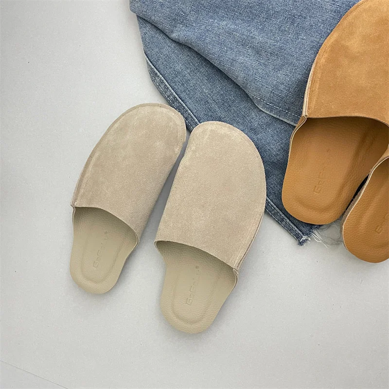 

Flats Platform Slippers Casual Shoes 2023 New Summer Slingback Sandals Flip Flops Suede Ladies Mules Shoes Non Slip Slids