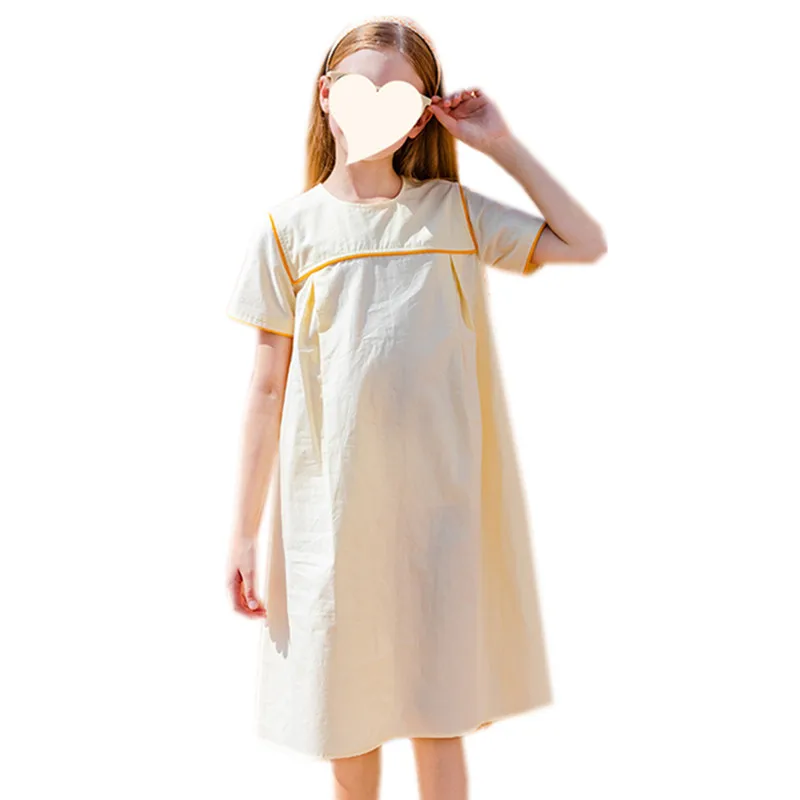 

Летнее Хлопковое платье с коротким рукавом, на возраст 6-14 лет