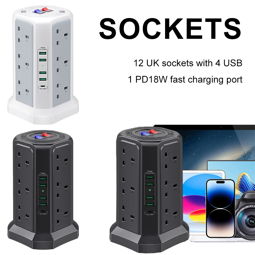 Выдвижной удлинитель UK 1 8 м с USB-слотами и выключателем PD18W 5 USB-портами 12-сторонним
