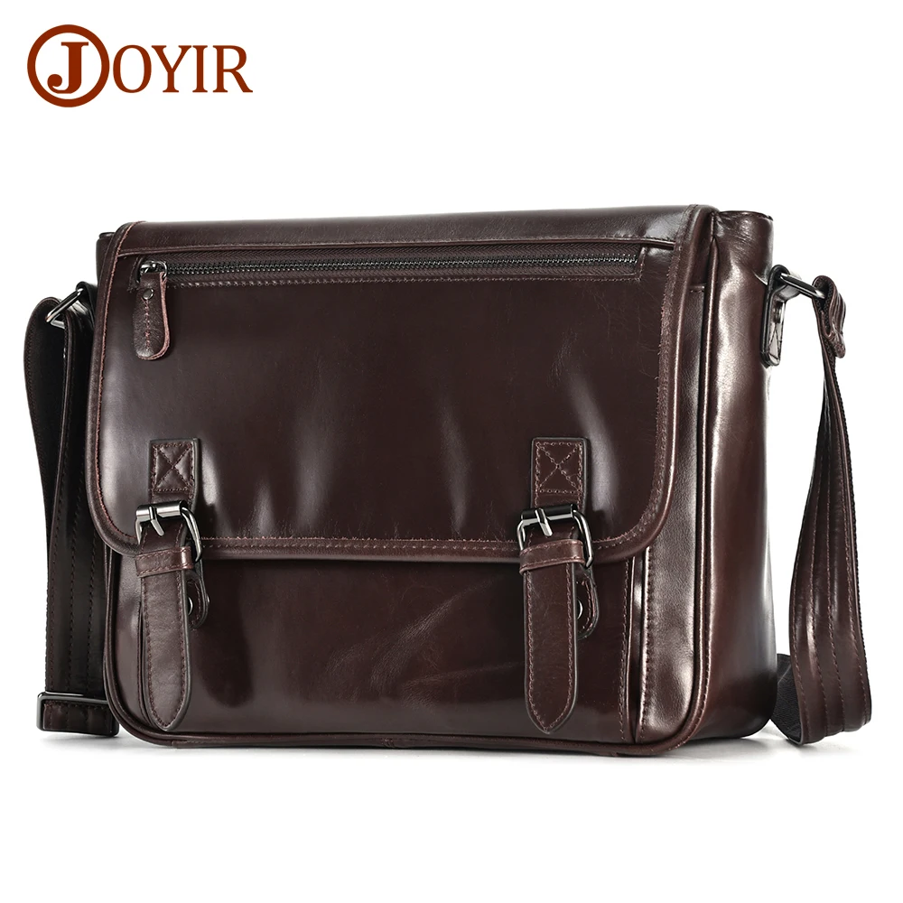 JOYIR Genuine Oil Wax Leather Men's Shoulder Bag Business Travel Flap Messenger Bag Fashion Crossbody Bag Satchel Handbags New
