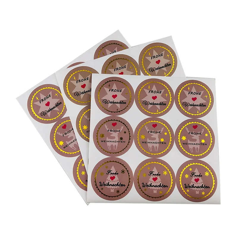 Customized Holiday Gift Circle Gold Foil Thank You Stickers 1000pcs Metal Waterproof Vinyl Bottle and Jar Packaging Labels