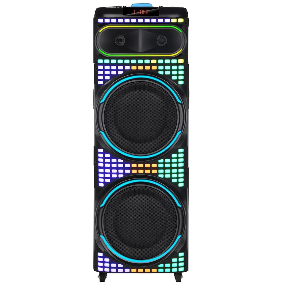 Фото 12-дюймовый двойной динамик для Bluetooth, цветная RGB подсветка, беспроводной микрофон, портативный динамик с слотом для танцевальной карты, RGB №1