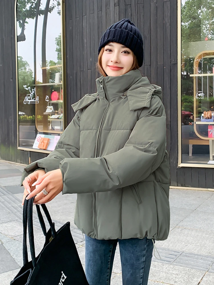 Winter Clothes Women 2023 Winter New Fashion Solid Hooded Coat Temperament Commuter Warm Cotton Coat 7 Colors Available