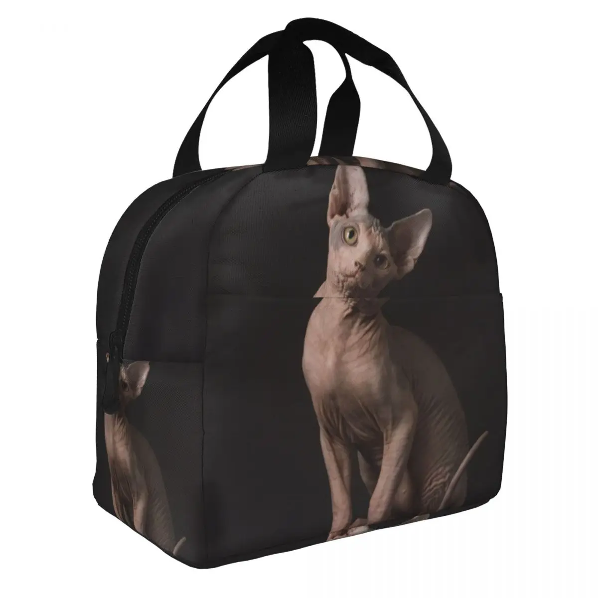 Sphynx Cat Lunch Bento Bags Portable Aluminum Foil thickened Thermal Cloth Lunch Bag for Women Men Boy