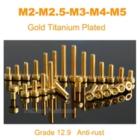 din912 m2 m2 5 m3 m4 m5 alloy steel hexagon hex socket cap head screw bolt gold titanium plated motorcycle model screw anti rust
