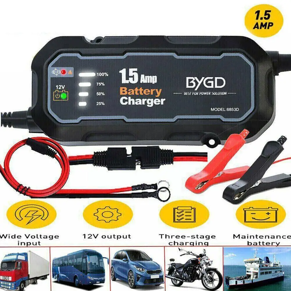 

Waterproof 1500mA Motorcycle Battery Charger 12V Automatic Battery Charging Tool Maintainer for Car Motorcycle Trickle Char V5Y8