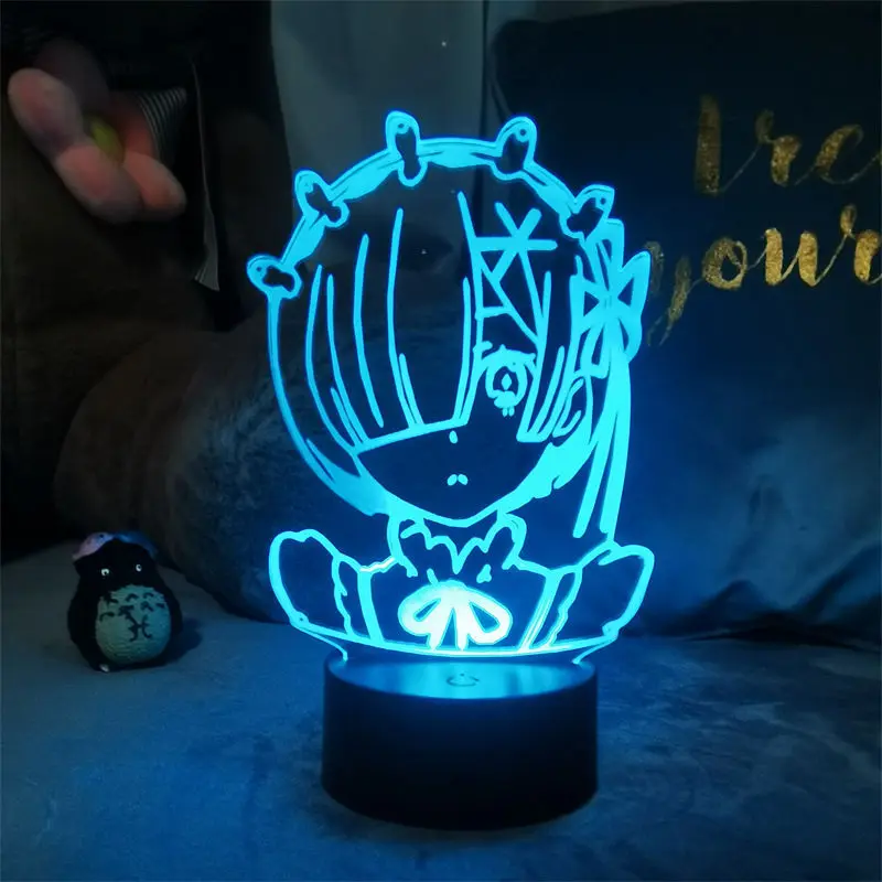 

Anime 3D Lamp Rem and Ram Nightlight From Re Zero Starting Life In Another World Mother Kids Kawaii Room Decor Gift Led Lampara