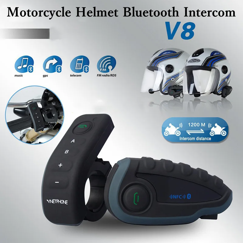 Bluetooth-гарнитура Vnetphone V8 для мотоциклетного шлема 1200 м |