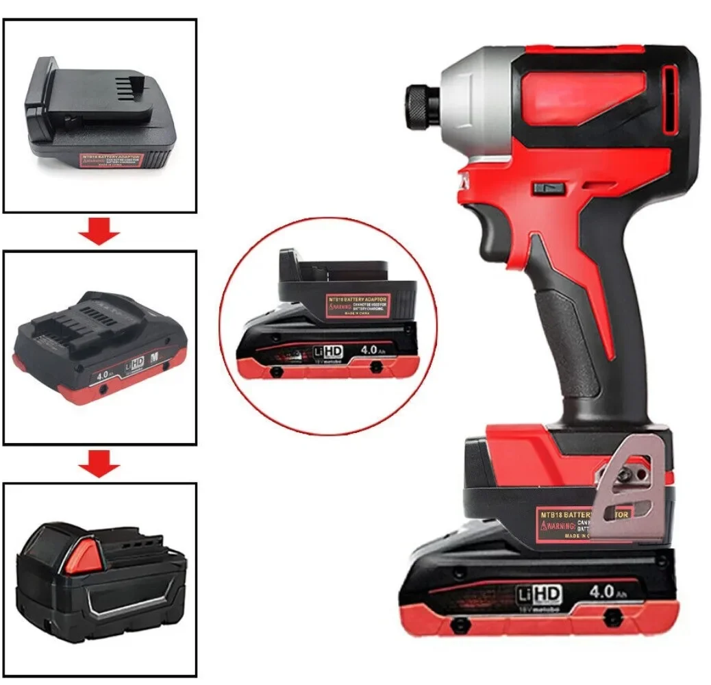 

Converter Battery Adapter for Metabo 18V Li-ion Battery Convert To for Milwaukee 18V Lithium Battery Electric Power Tool Drill