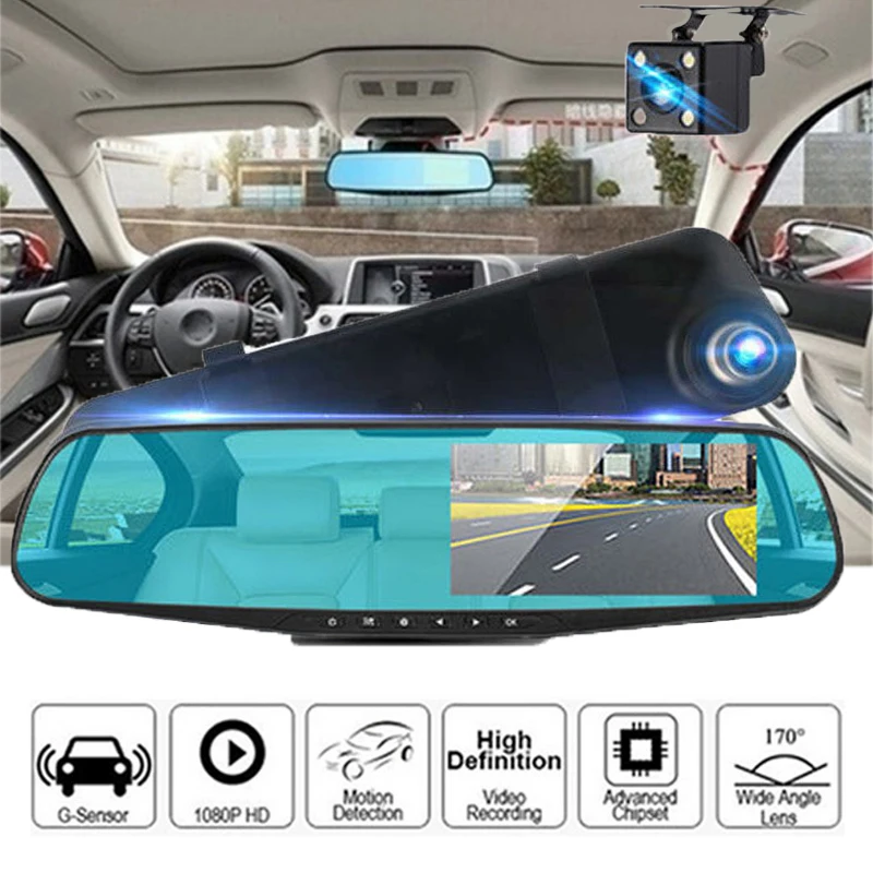 

2.8/4.3 Inch Rearview Mirror Driving Recorder Car DVR Driving Recorder Car Rearview Mirror Hd Dual Lens Video Recorder