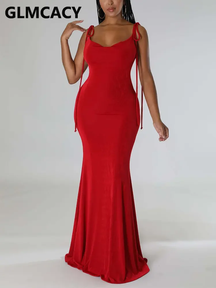 

Женское однотонное платье Макси без рукавов с открытой спиной