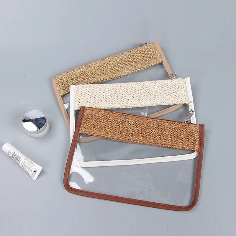 

Transparent Waterproof Cosmetic Bag High-value Portable Wash Storage Hand-woven Female Hand Clutch Bag Bathroom Organizer