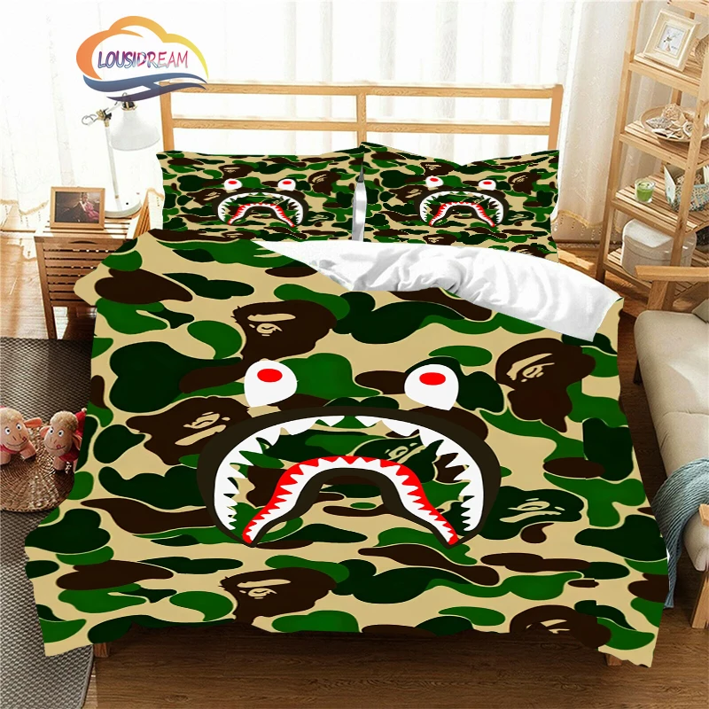 

Цифровая печать мультфильм серия Bape модное постельное белье из трех частей для детей и взрослых спальня творчество пододеяльник наволочка