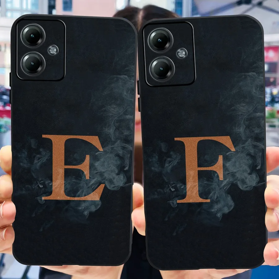 Для Moto G14 G24 G34 Чехол Motog14 Черные буквы Мягкий силиконовый чехол с цветочным