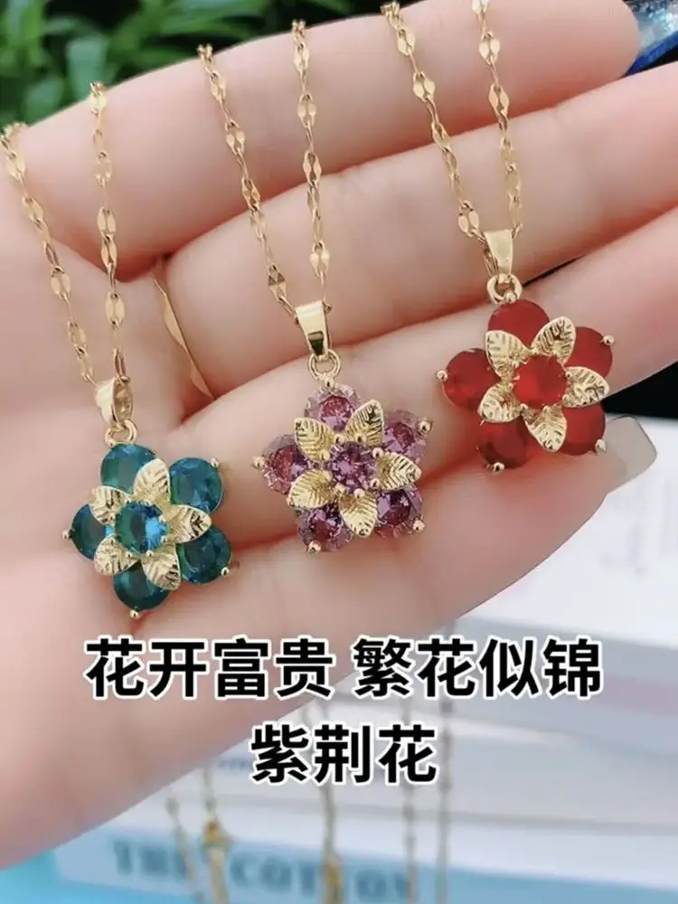 

Flower riches necklace female zircon titanium steel fashion clavicle chain