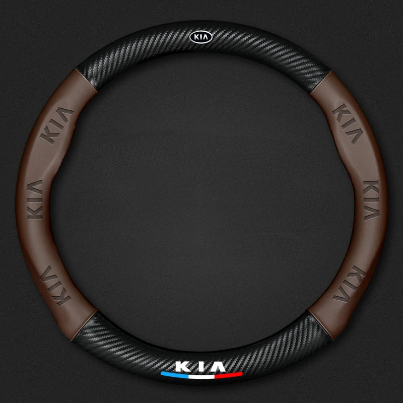 

3D Embossing Carbon Fiber Leather Car Steering Wheel Cover For KIA K2 K5 K3 Sportage Picanto Ceed RIO 2 3 4 Ceed Car Accessories